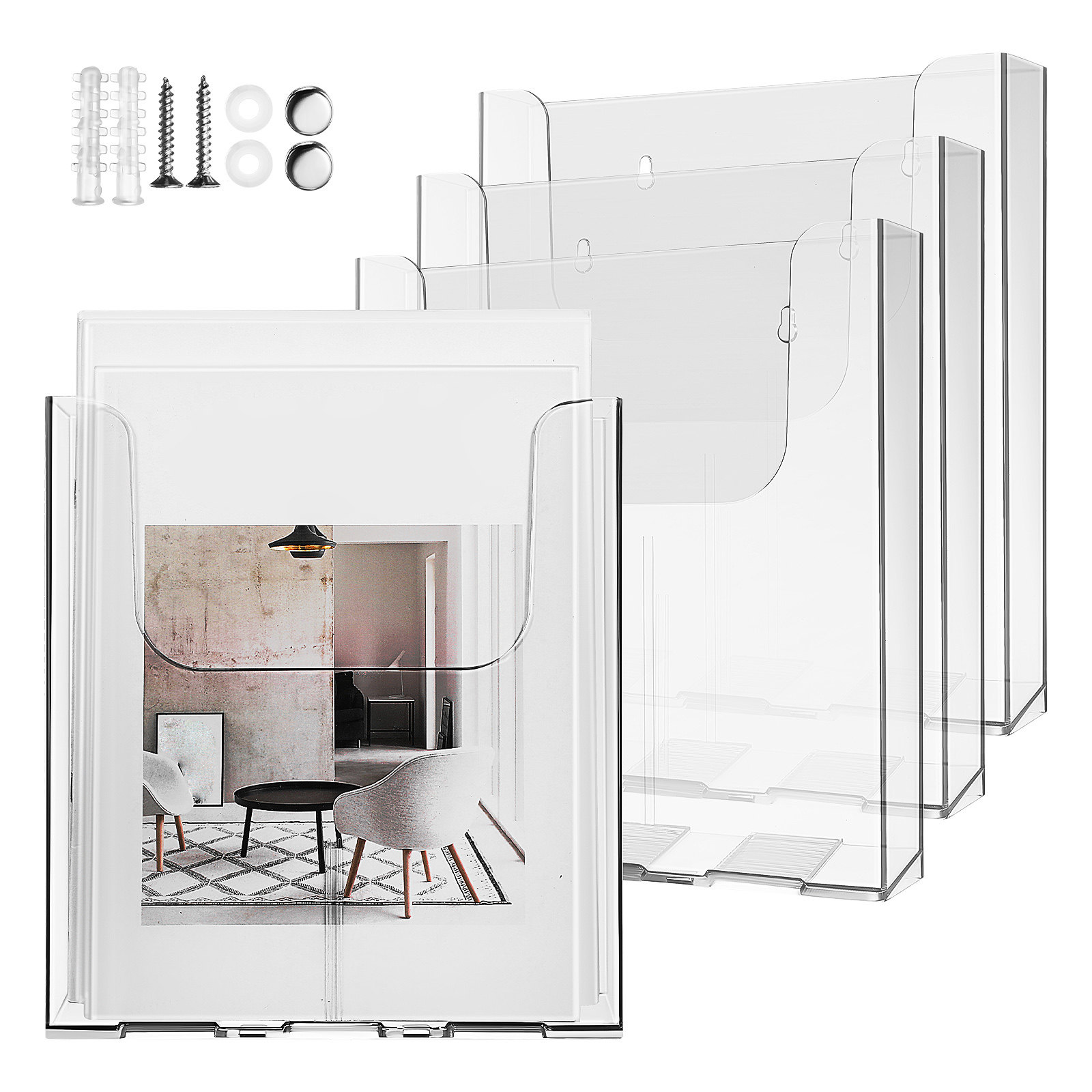 Document Holder Stand - 4 sztuki – przezroczysty, akrylowy uchwyt
