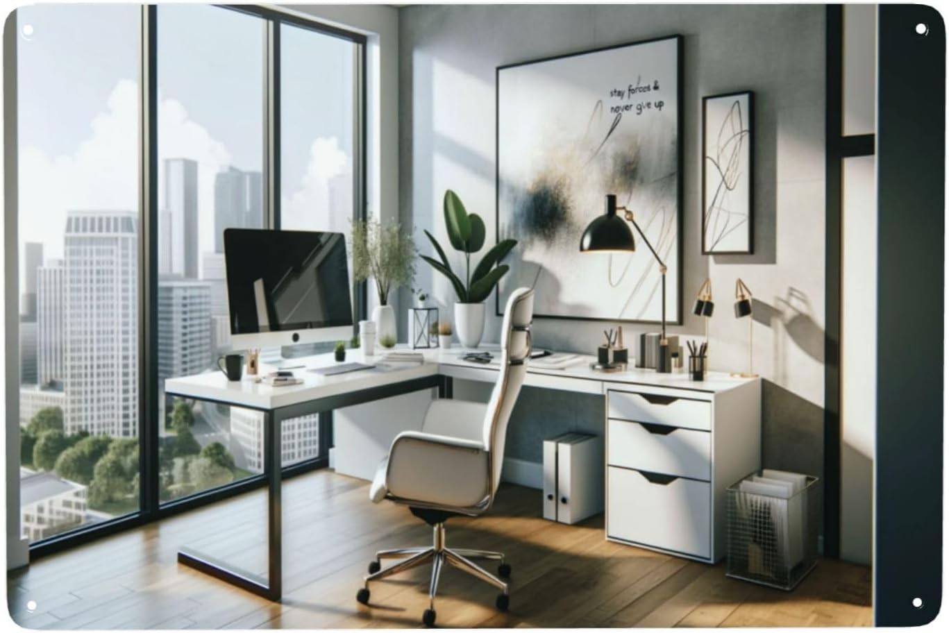 Home Office Room Inspiration - Nowoczesne minimalistyczne metalowe tabliczki dekoracyjne do