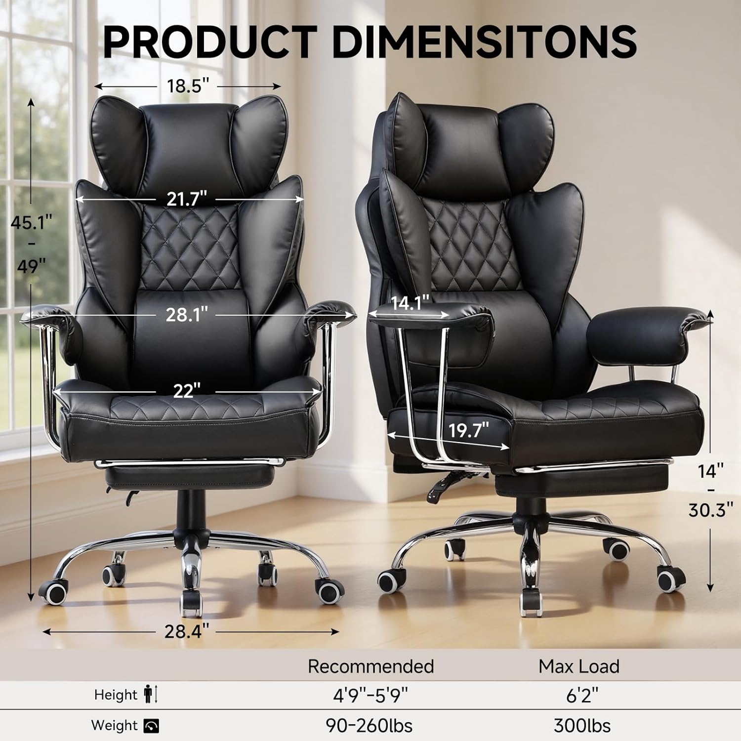 Duże i wysokie krzesło biurowe – Ergonomic Office Chair recenzja i cena